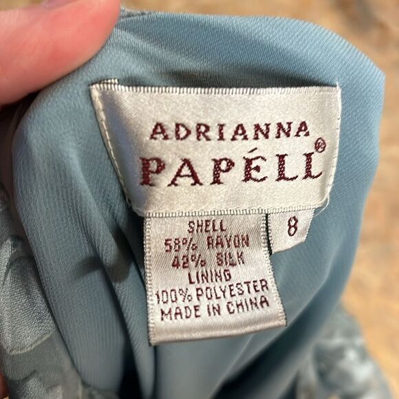 Adrianna Papell Light Blue Printed Ruffle Detail Dress size 8 - Picture 3 of 4